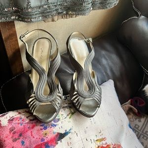 Caparros Heels Silver Size 9.5 Peep Toe